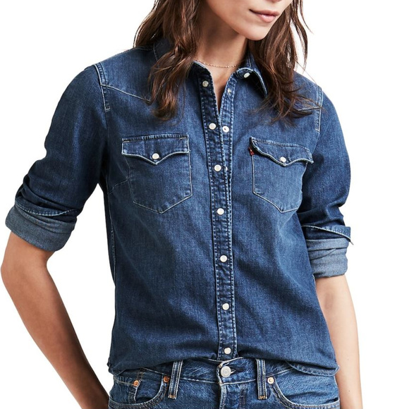 Tops | Levis Pearl Snap Denim Women 